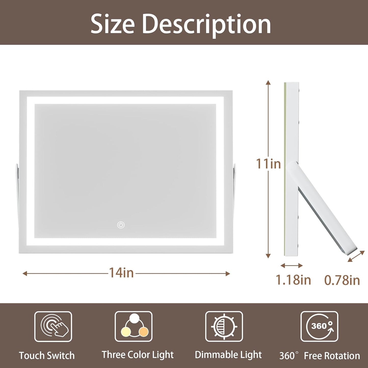 HAISPU Vanity Mirror with Lights, 14 x 11 LED Makeup Mirror