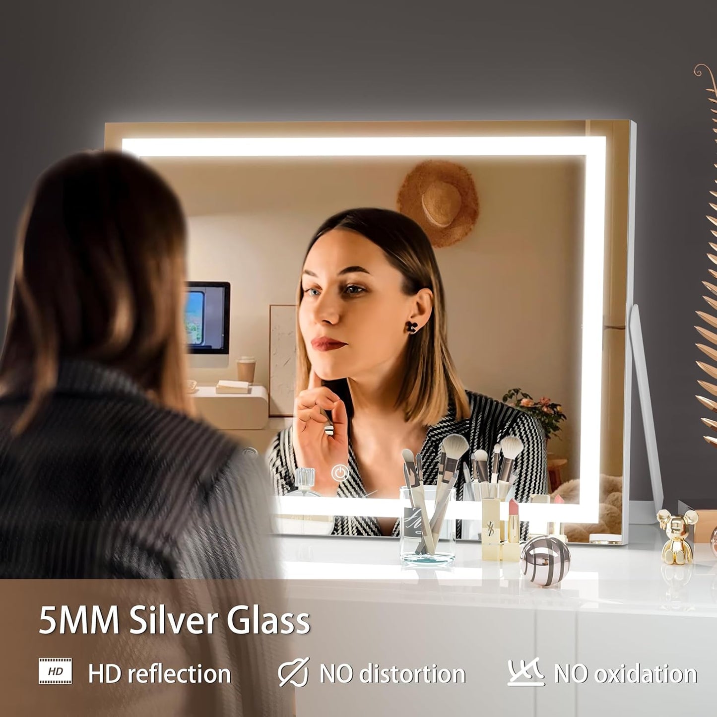HAISPU Vanity Mirror with Lights, 14 x 11 LED Makeup Mirror