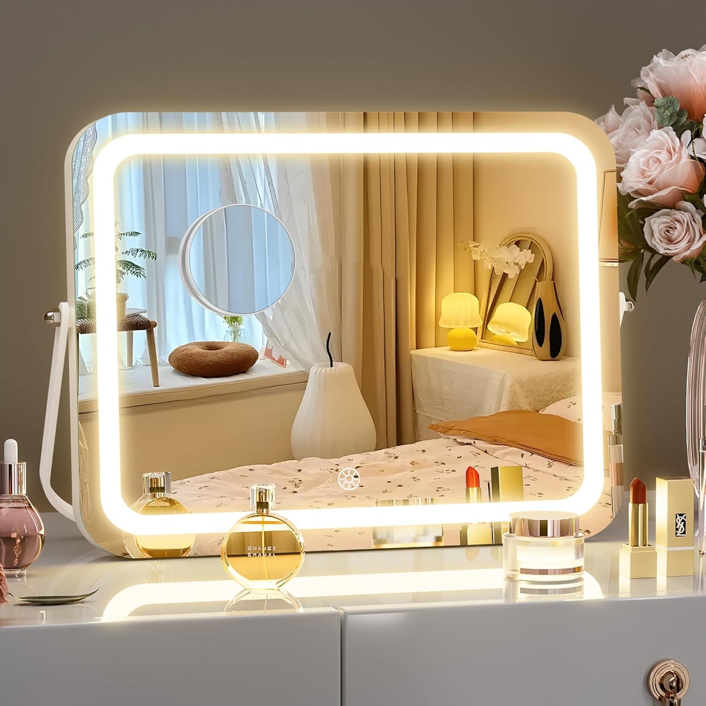 HAISPU Vanity Mirror with Lights, 14 x 11 LED Makeup Mirror