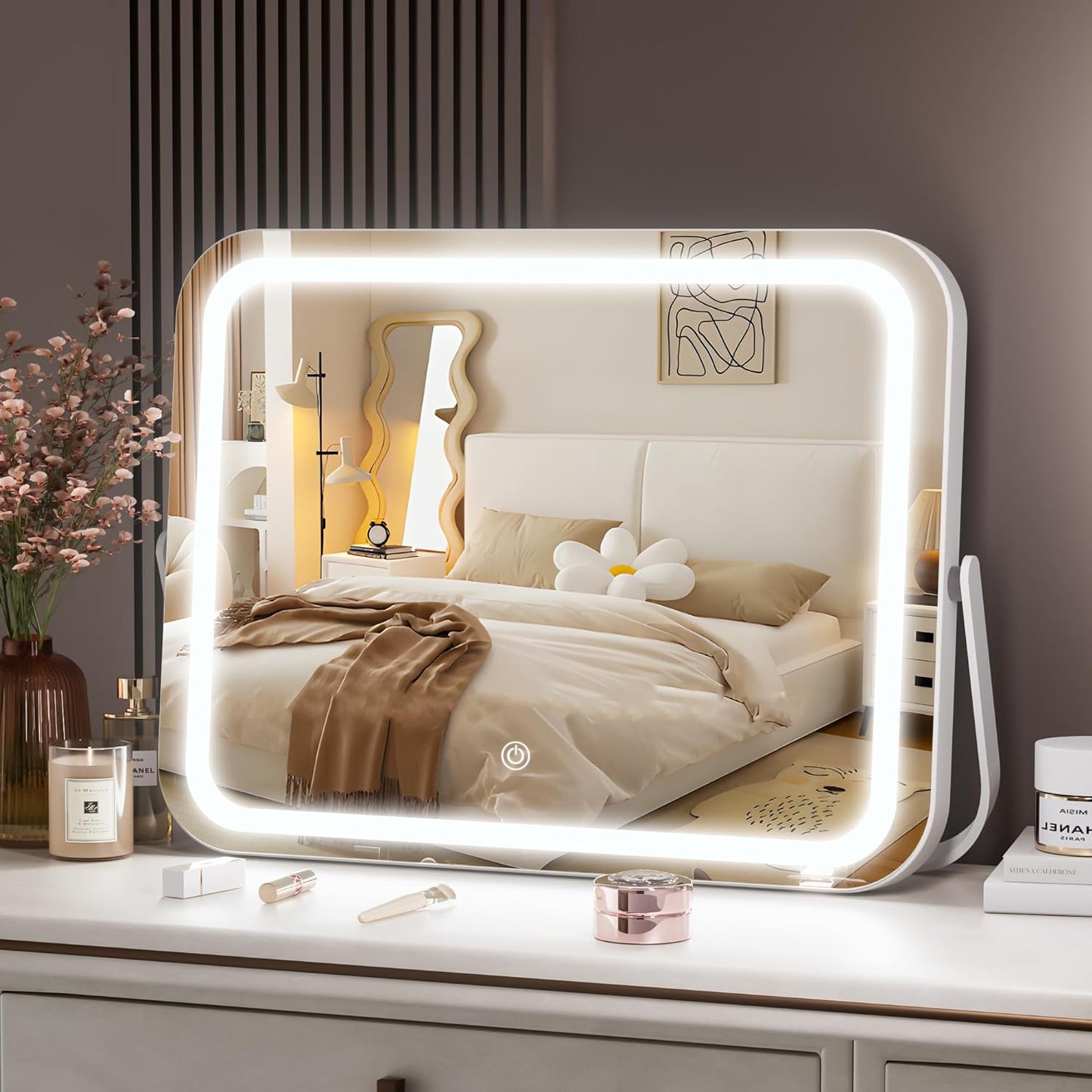 HAISPU Vanity Mirror with Lights, 14 x 11 LED Makeup Mirror