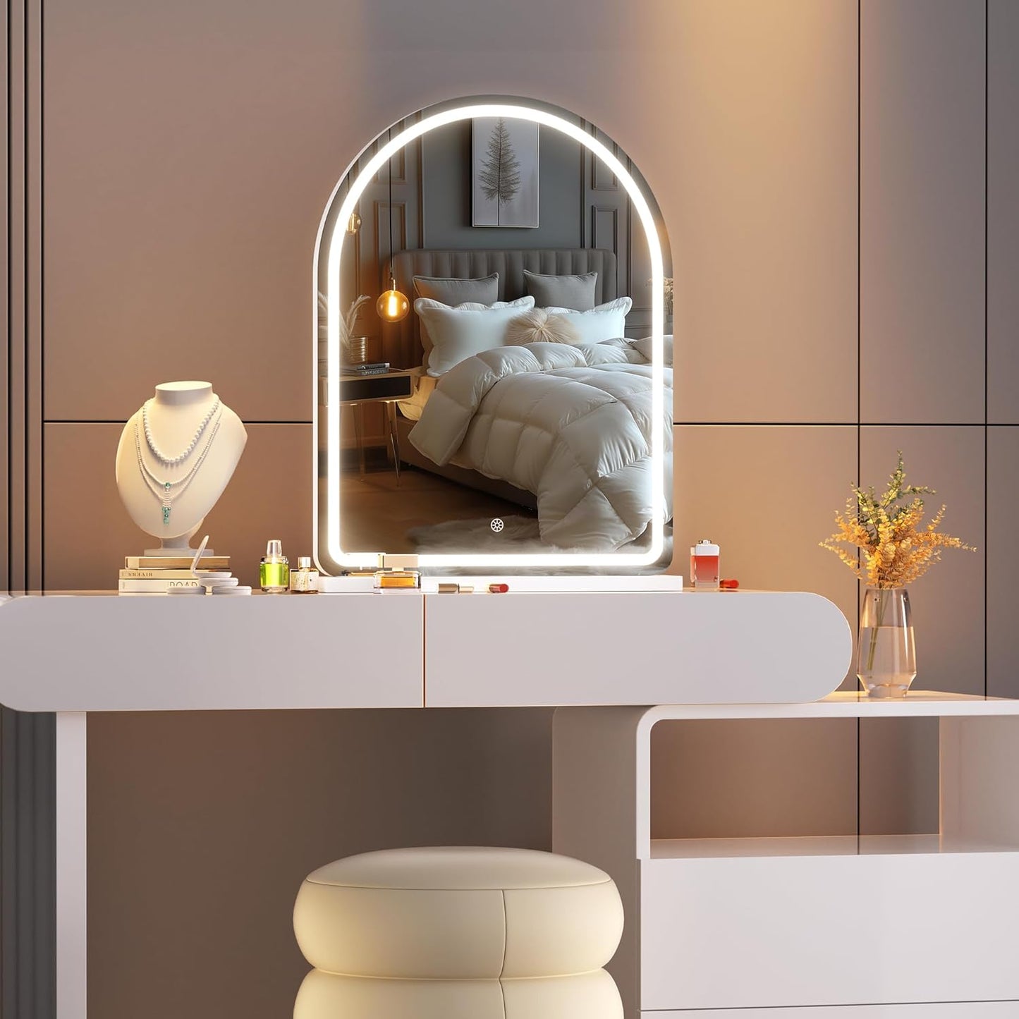 HAISPU Vanity Mirror with Light, Arched LED Makeup Mirror, Bluetooth
