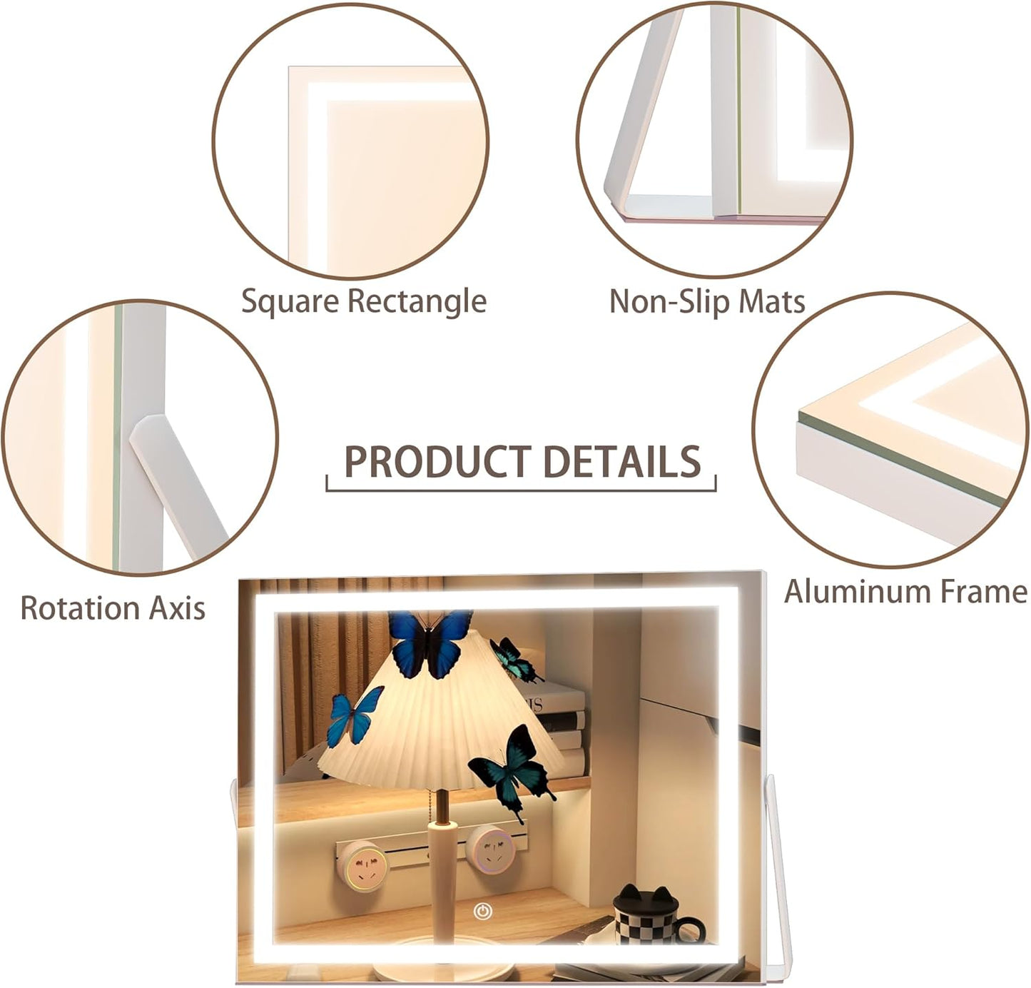 HAISPU Vanity Mirror with Lights, 14 x 11 LED Makeup Mirror