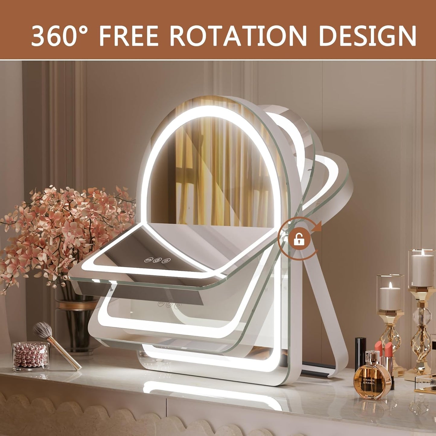 HAISPU Vanity Mirror with Light, Arched LED Makeup Mirror, Bluetooth
