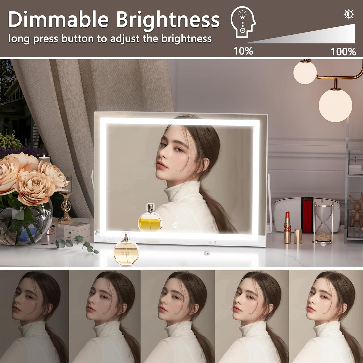 HAISPU Vanity Mirror with Lights, 14 x 11 LED Makeup Mirror