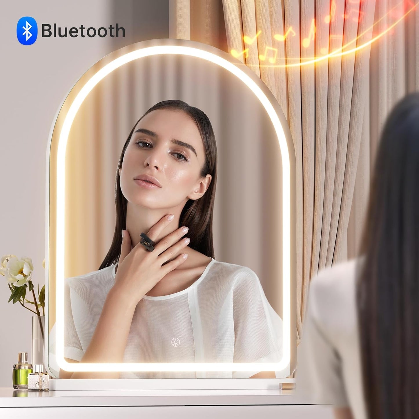HAISPU Vanity Mirror with Light, Arched LED Makeup Mirror, Bluetooth