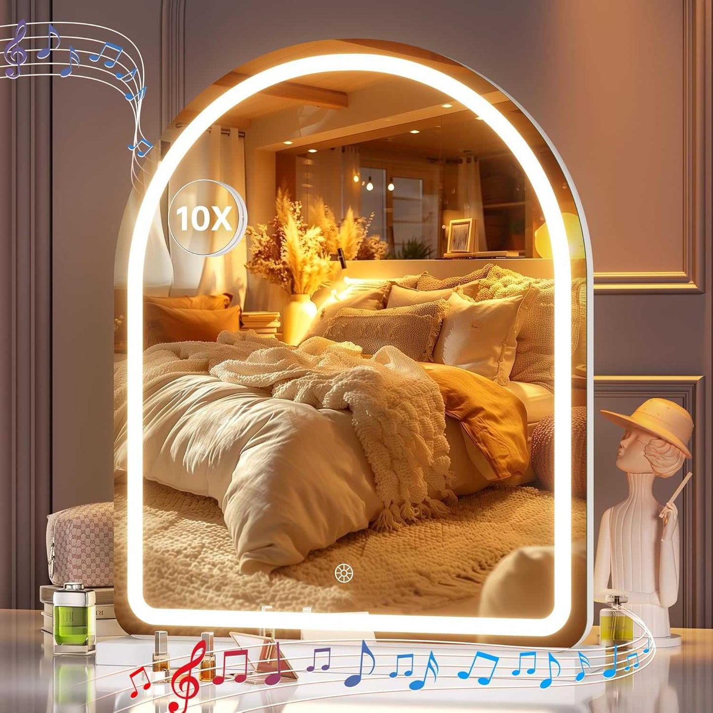 HAISPU Vanity Mirror with Light, Arched LED Makeup Mirror, Bluetooth