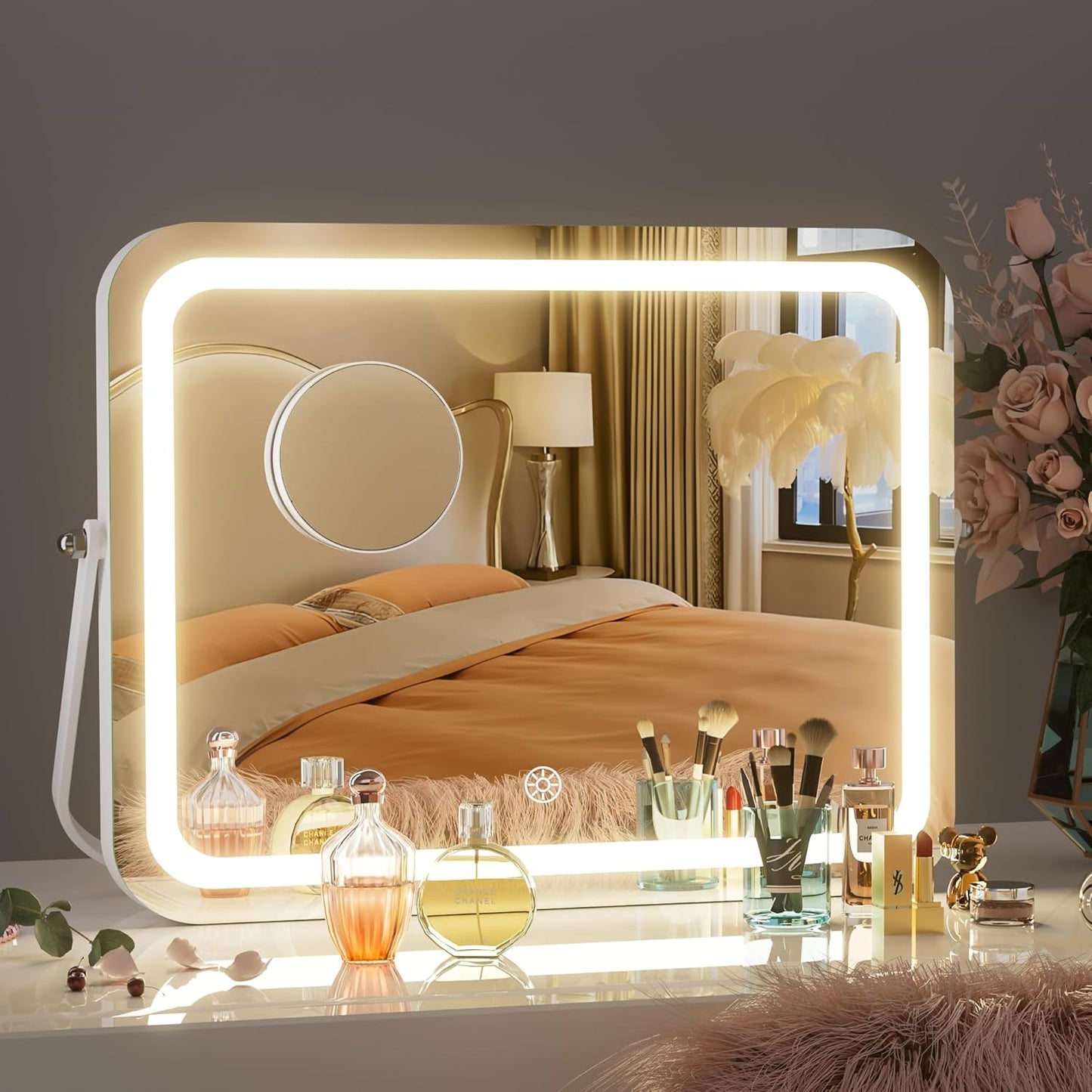 HAISPU Vanity Mirror with Lights, 14 x 11 LED Makeup Mirror