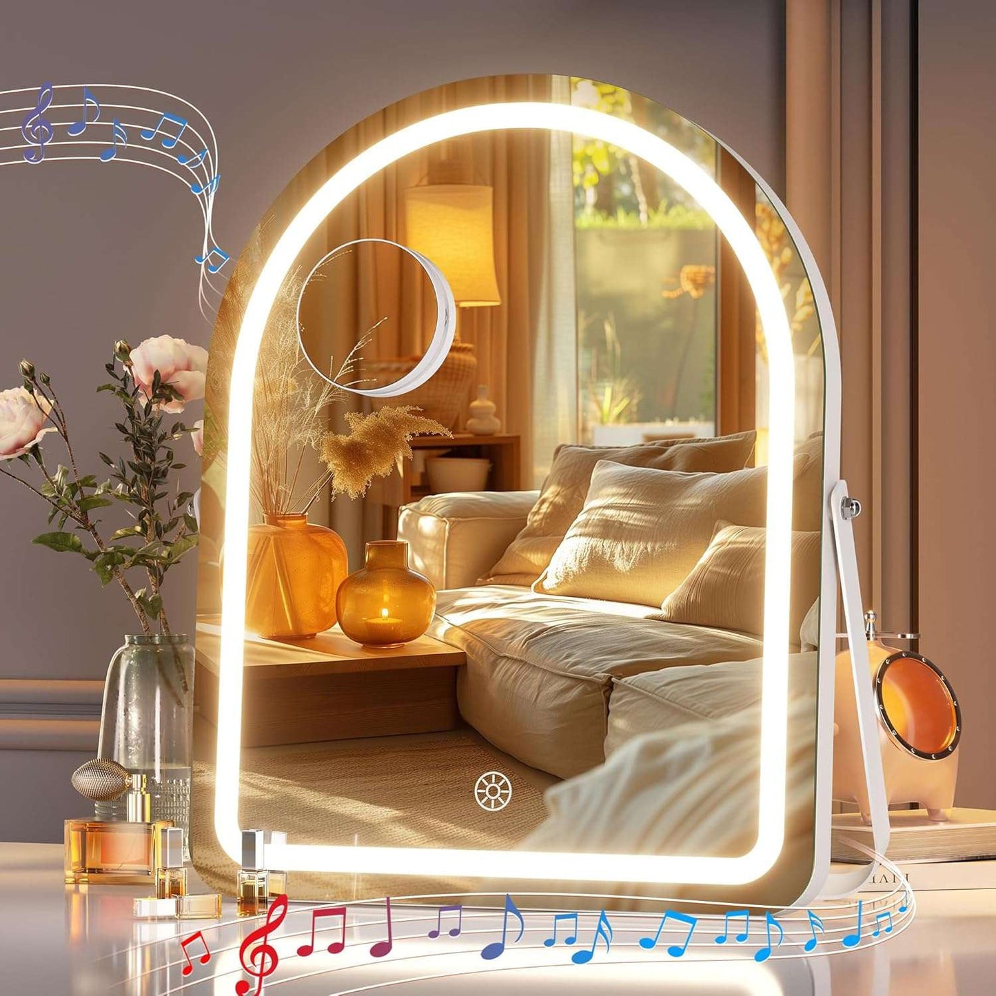 HAISPU Vanity Mirror with Light, Arched LED Makeup Mirror, Bluetooth