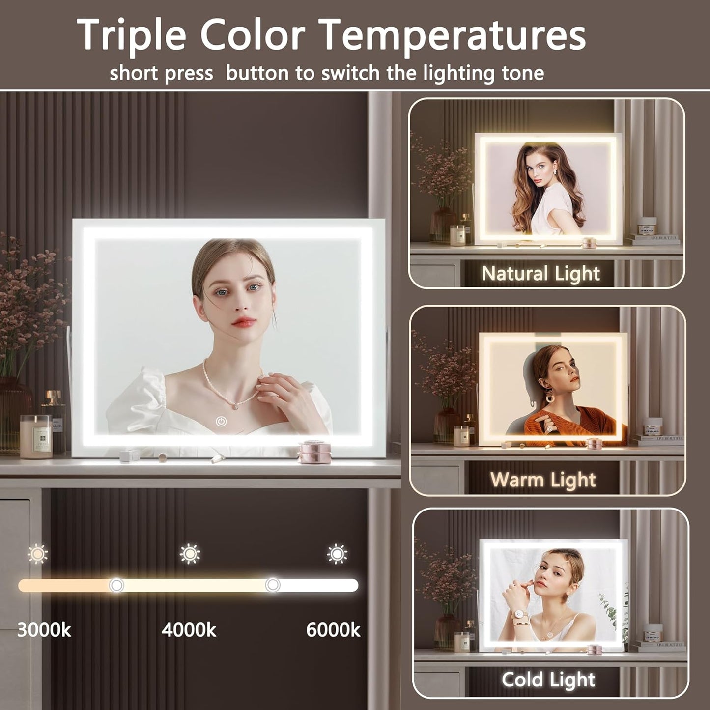 HAISPU Vanity Mirror with Lights, 14 x 11 LED Makeup Mirror
